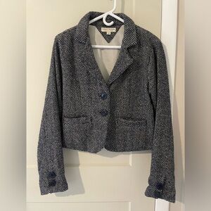 Tommy Hilfiger Navy and White Herringbone Blazer